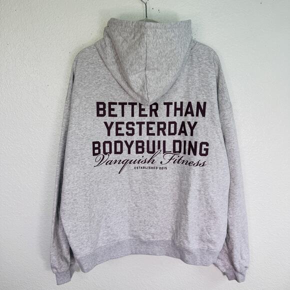Vanquish Fitness Hoodie Mens Large Better Than Yesterday Bodybuilding Gym Grey - Picture 1 of 13